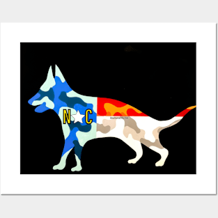 Camo NC Flag German Shepherd Posters and Art